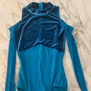 Turquoise velvet leotard